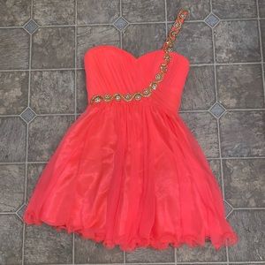 Coral formal 1 beaded shoulder strap dance dress